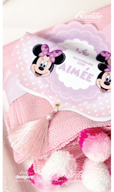 Trusou de botez Minnie Mouse pentru fetite personalizat prin brodare, Happy Minnie  8